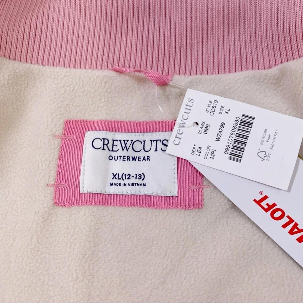 Crewcuts NWT Girls' cropped metallic puffer jacket‎ long sleeve full zip
